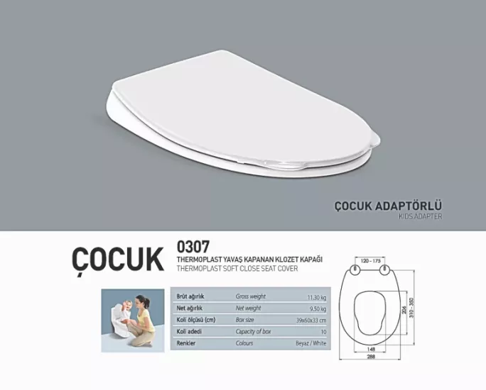 Çocuk Klozet Kapağı Nkp Çocuk Thermoplast Yavaş Kapanan Klozet Kapağı - Nkp0307